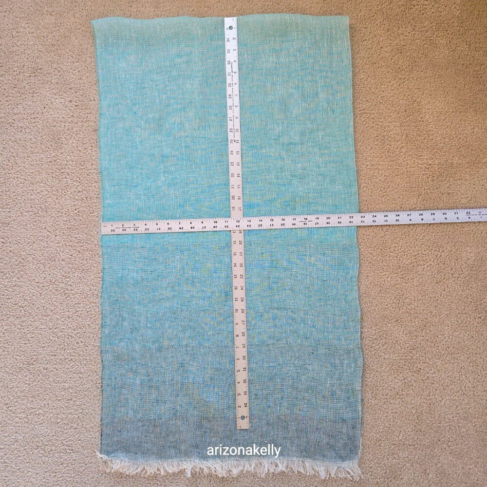 NWOT Linen Scarf Gradient Blue Ombre - Picture 6 of 14